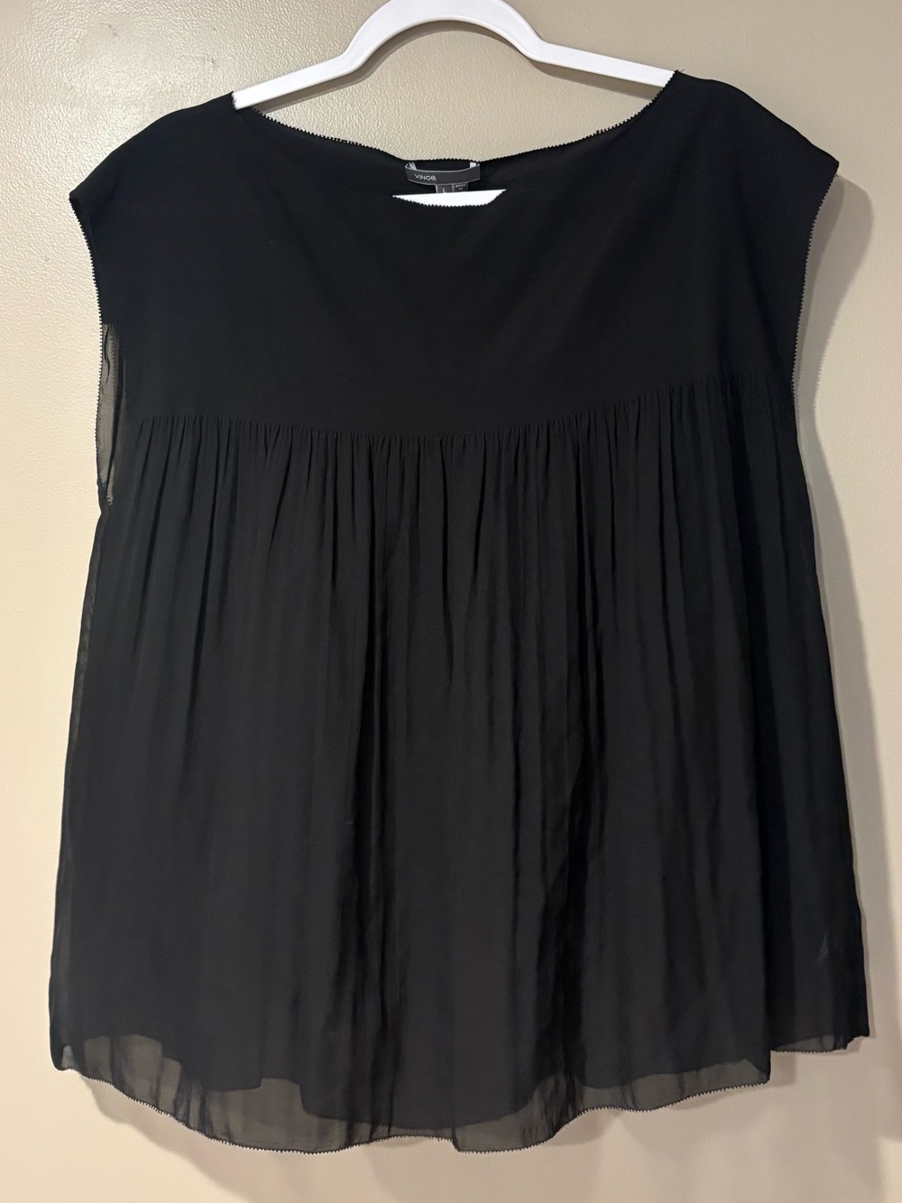 VINCE silk sleeveless pleated babydoll tank top blouse